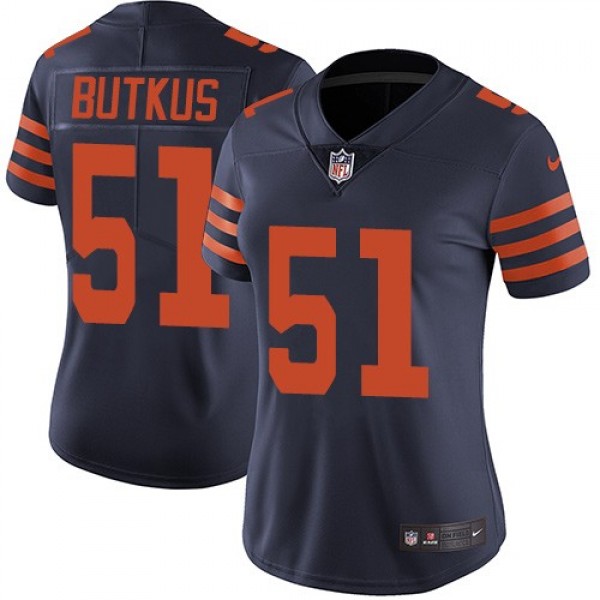 Women's Bears #51 Dick Butkus Navy Blue Alternate Stitched NFL Vapor Untouchable Limited Jersey