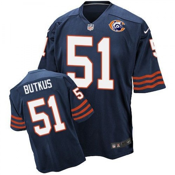 Nike Bears #51 Dick Butkus Navy Blue Throwback Men's Stitched NFL Elite Jersey
