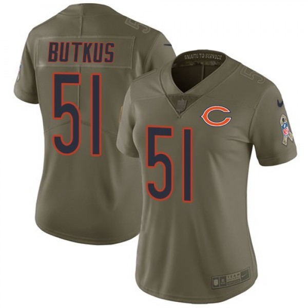 Women's Bears #51 Dick Butkus Olive Stitched NFL Limited 2017 Salute to Service Jersey