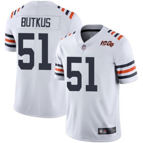 Nike Bears #51 Dick Butkus White Alternate Men's Stitched NFL Vapor Untouchable Limited 100th Season Jersey