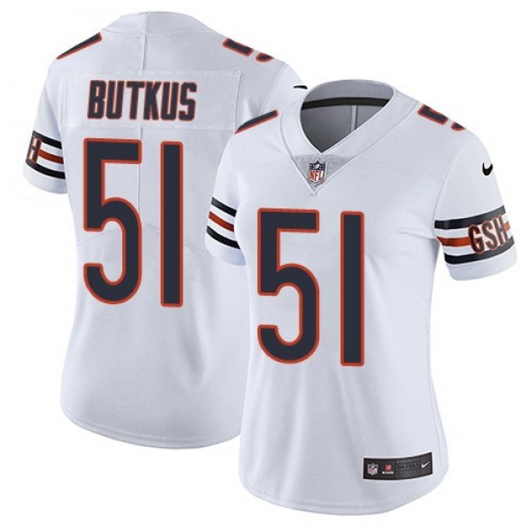 Women's Bears #51 Dick Butkus White Stitched NFL Vapor Untouchable Limited Jersey