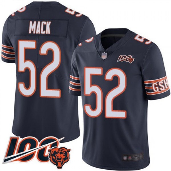 Nike Bears #52 Khalil Mack Navy Blue Team Color Men's Stitched NFL 100th Season Vapor Limited Jersey
