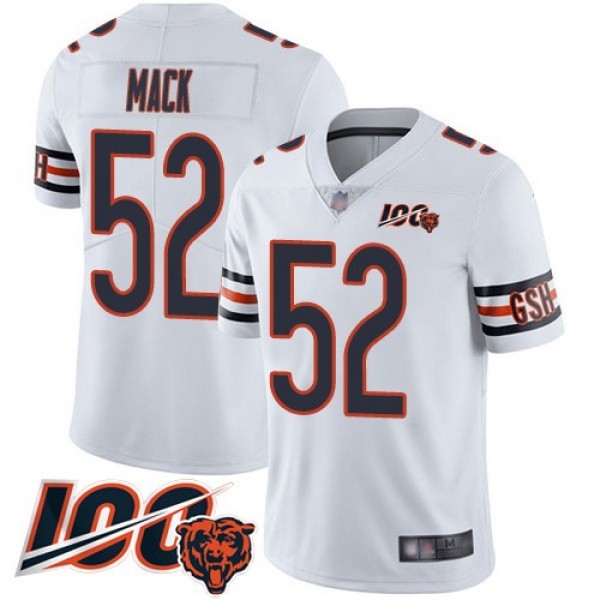 Nike Bears #52 Khalil Mack White Men's Stitched NFL 100th Season Vapor Limited Jersey