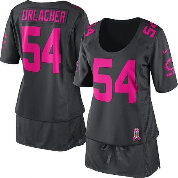 Women's Bears #54 Brian Urlacher Dark Grey Breast Cancer Awareness Stitched NFL Elite Jersey