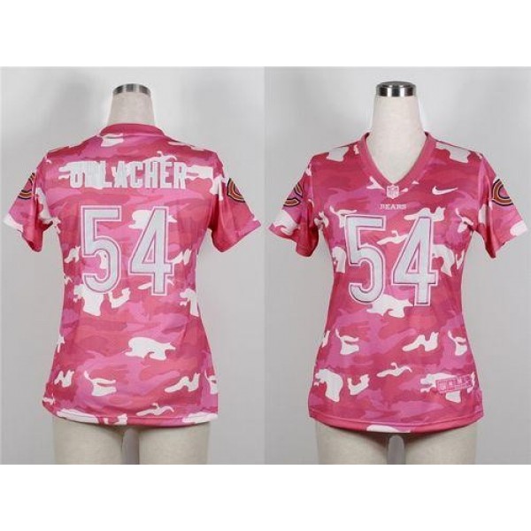 Women's Bears #54 Brian Urlacher Pink Stitched NFL Elite Camo Jersey