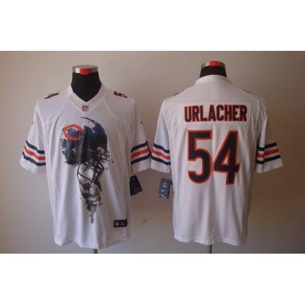 Nike Bears #54 Brian Urlacher White Men's Stitched NFL Helmet Tri-Blend Limited Jersey