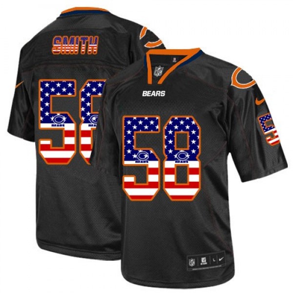Nike Bears #58 Roquan Smith Black Men's Stitched NFL Elite USA Flag Fashion Jersey