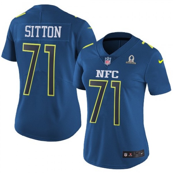 Women's Bears #71 Josh Sitton Navy Stitched NFL Limited NFC 2017 Pro Bowl Jersey