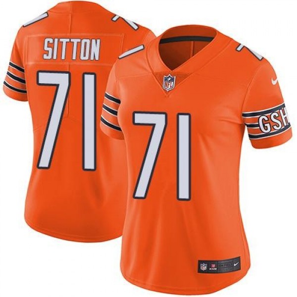 Women's Bears #71 Josh Sitton Orange Stitched NFL Limited Rush Jersey