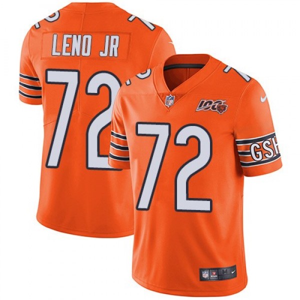 Nike Bears #72 Charles Leno Jr Orange Men's 100th Season Stitched NFL Limited Rush Jersey