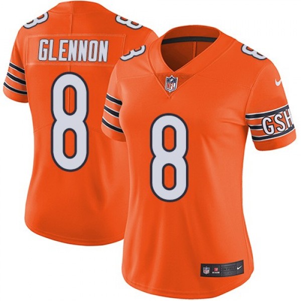 Women's Bears #8 Mike Glennon Orange Stitched NFL Limited Rush Jersey