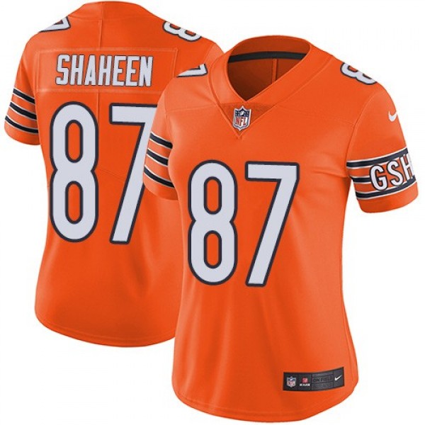 Women's Bears #87 Adam Shaheen Orange Stitched NFL Limited Rush Jersey