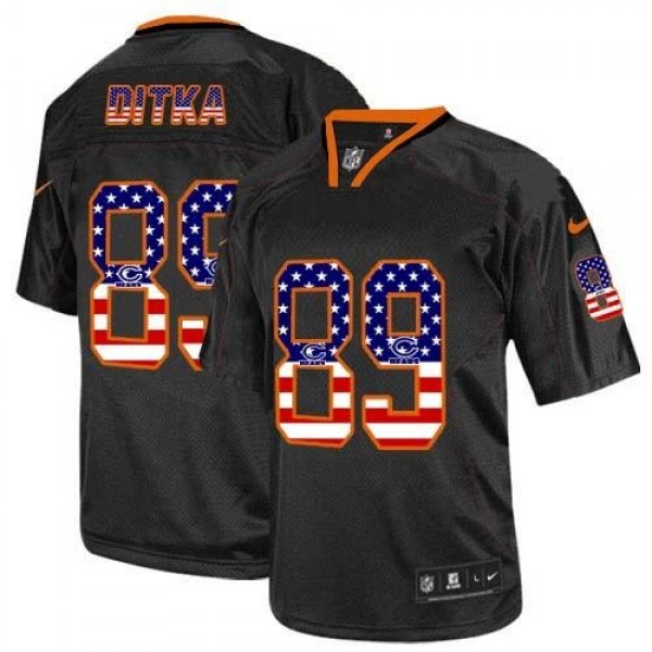 Nike Bears #89 Mike Ditka Black Men's Stitched NFL Elite USA Flag Fashion Jersey