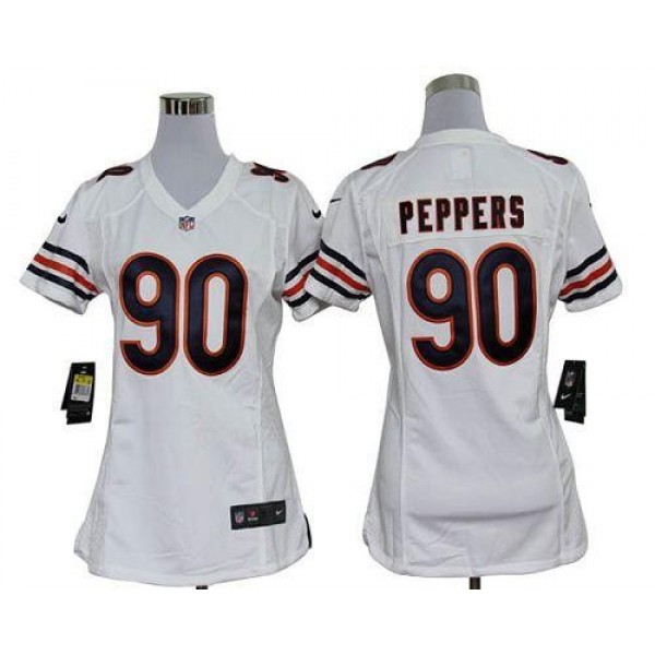 Women's Bears #90 Julius Peppers White Stitched NFL Elite Jersey