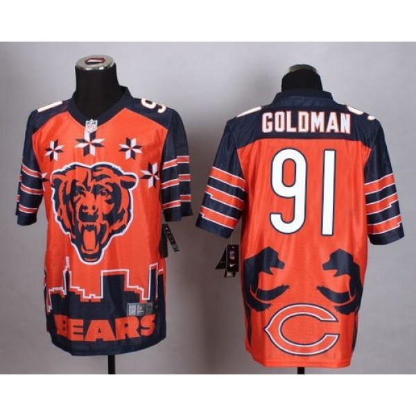 Nike Bears #91 Eddie Goldman Orange Men's Stitched NFL Elite Noble Fashion Jersey