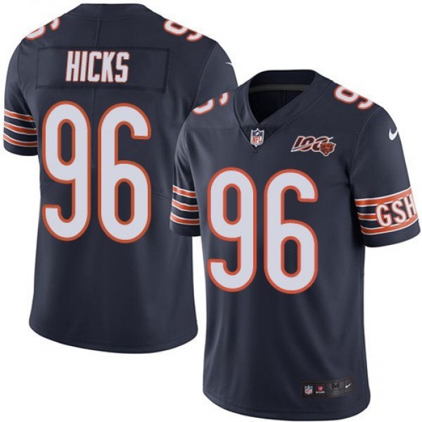 Nike Bears #96 Akiem Hicks Navy Blue Team Color Men's 100th Season Stitched NFL Vapor Untouchable Limited Jersey