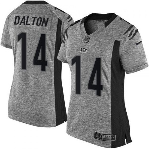 Women's Bengals #14 Andy Dalton Gray Stitched NFL Limited Gridiron Gray Jersey
