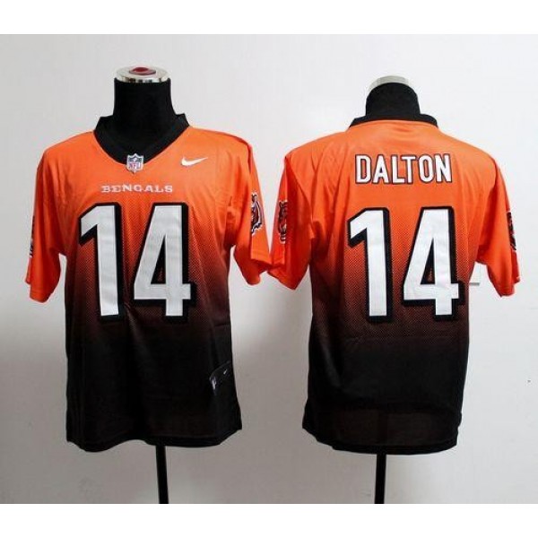 Nike Bengals #14 Andy Dalton Orange/Black Men's Stitched NFL Elite Fadeaway Fashion Jersey