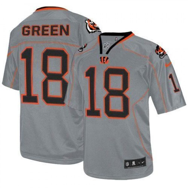 Nike Bengals #18 A.J. Green Lights Out Grey Men's Stitched NFL Elite Jersey