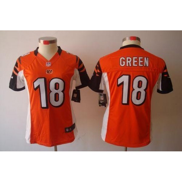 Women's Bengals #18 AJ Green Orange Alternate Stitched NFL Limited Jersey