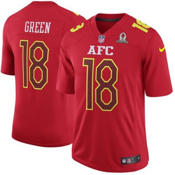 Nike Bengals #18 A.J. Green Red Men's Stitched NFL Game AFC 2017 Pro Bowl Jersey