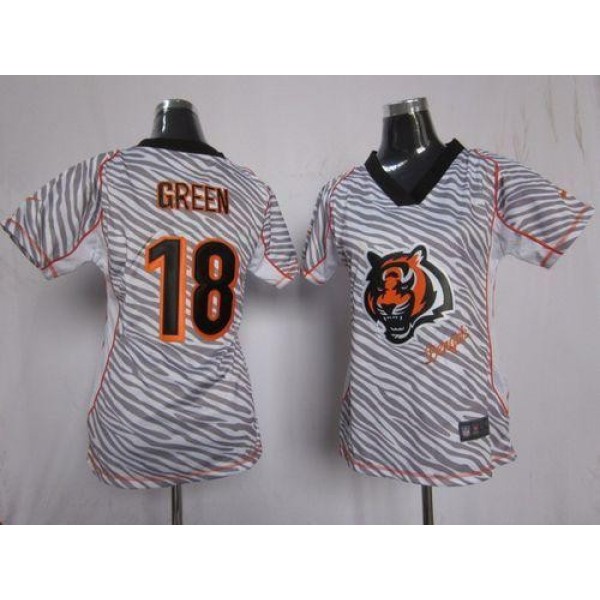 Women's Bengals #18 AJ Green Zebra Stitched NFL Elite Jersey