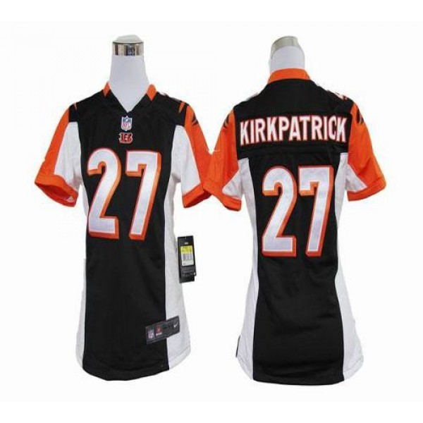 Women's Bengals #27 Dre Kirkpatrick Black Team Color Stitched NFL Elite Jersey
