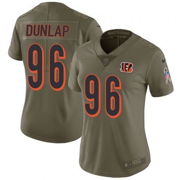 Women's Bengals #96 Carlos Dunlap Olive Stitched NFL Limited 2017 Salute to Service Jersey
