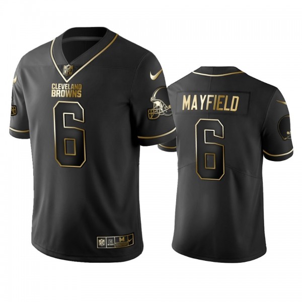 Browns #6 Baker Mayfield Men's Stitched NFL Vapor Untouchable Limited Black Golden Jersey