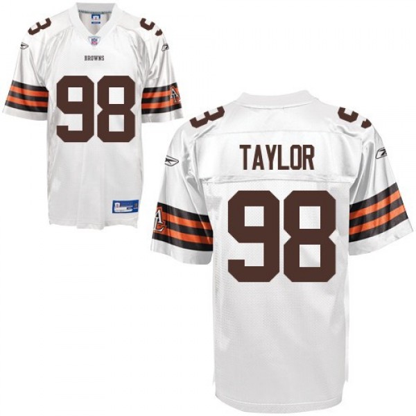 Browns #98 Phil Taylor White Stitched NFL Jersey