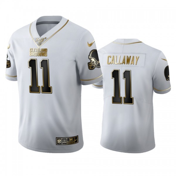Cleveland Browns #11 Antonio Callaway Men's Nike White Golden Edition Vapor Limited NFL 100 Jersey