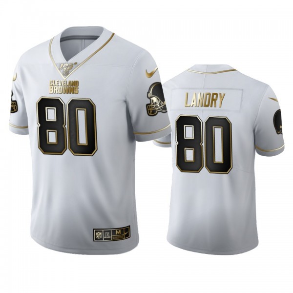 Cleveland Browns #80 Jarvis Landry Men's Nike White Golden Edition Vapor Limited NFL 100 Jersey
