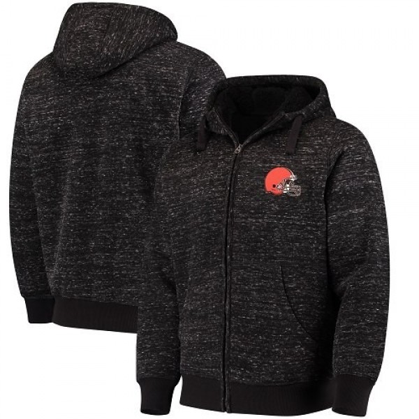 Men's Cleveland Browns G-III Sports by Carl Banks Heathered Black Discovery Sherpa Full-Zip Jacket