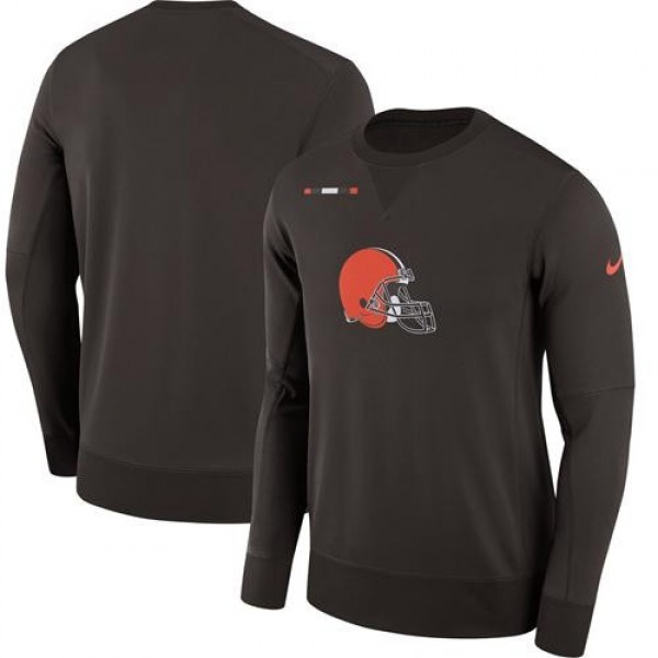 Men's Cleveland Browns Nike Brown Sideline Team Logo Performance Sweatshirt
