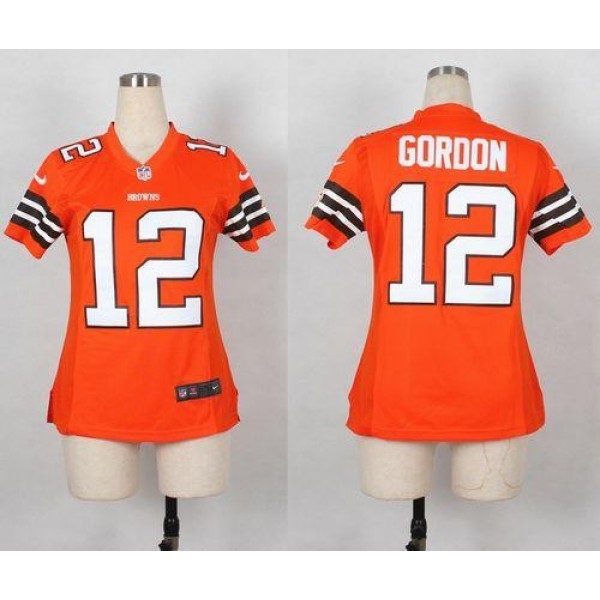 Women's Browns #12 Josh Gordon Orange Alternate Stitched NFL Elite Jersey