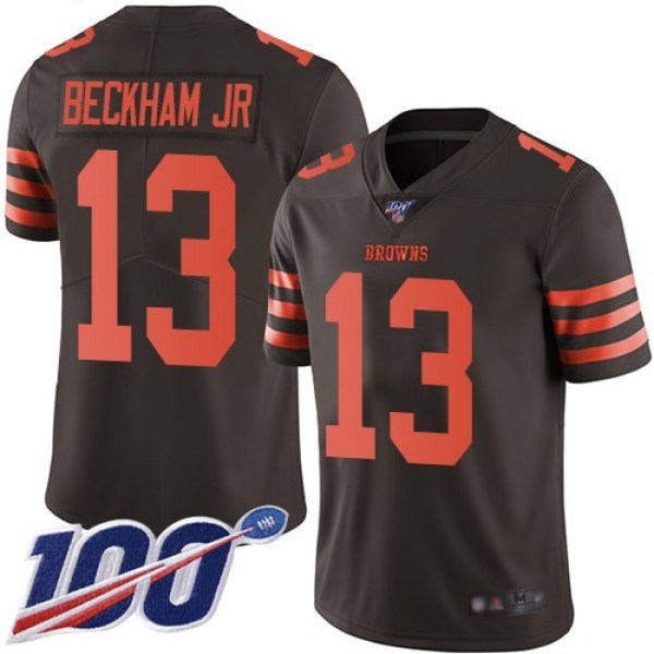 Nike Browns #13 Odell Beckham Jr Brown Men's Stitched NFL Limited Rush 100th Season Jersey
