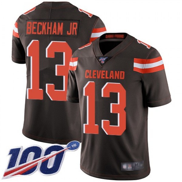 Nike Browns #13 Odell Beckham Jr Brown Team Color Men's Stitched NFL 100th Season Vapor Limited Jersey