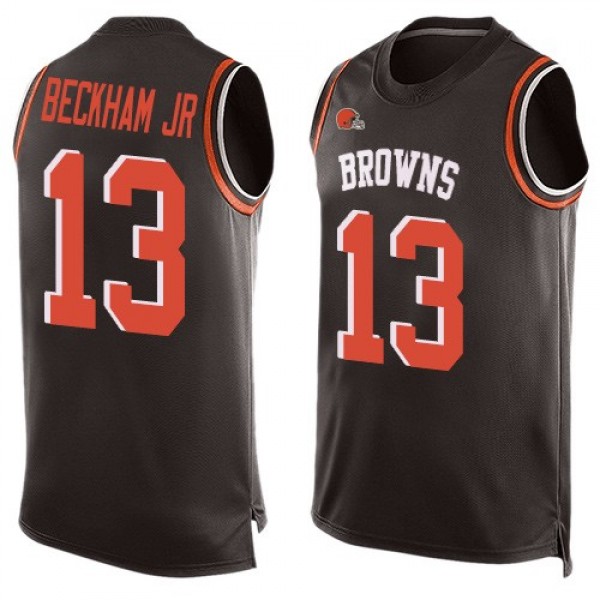 Nike Browns #13 Odell Beckham Jr Brown Team Color Men's Stitched NFL Limited Tank Top Jersey