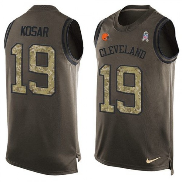 Nike Browns #19 Bernie Kosar Green Men's Stitched NFL Limited Salute To Service Tank Top Jersey