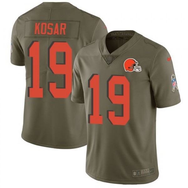 Nike Browns #19 Bernie Kosar Olive Men's Stitched NFL Limited 2017 Salute To Service Jersey