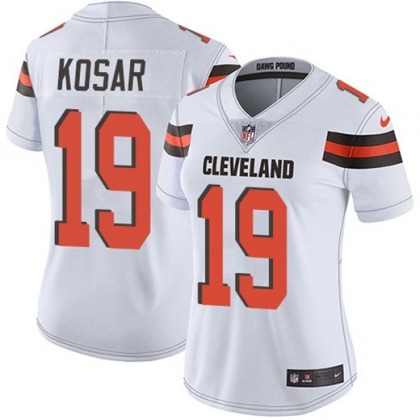 Women's Browns #19 Bernie Kosar White Stitched NFL Vapor Untouchable Limited Jersey