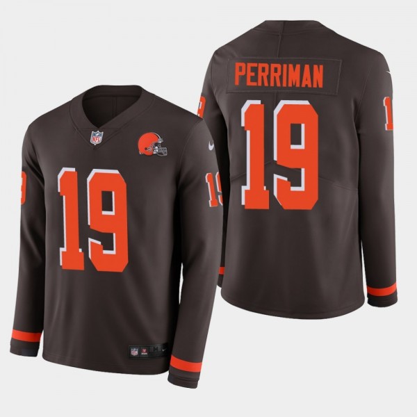 Nike Browns #19 Breshad Perriman Brown Team Color Men's Stitched NFL Limited Therma Long Sleeve Jersey