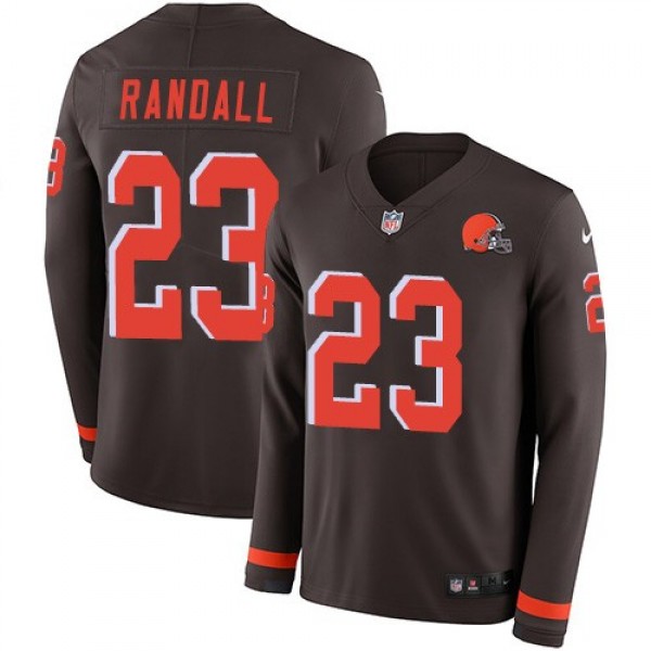 Nike Browns #23 Damarious Randall Brown Team Color Men's Stitched NFL Limited Therma Long Sleeve Jersey
