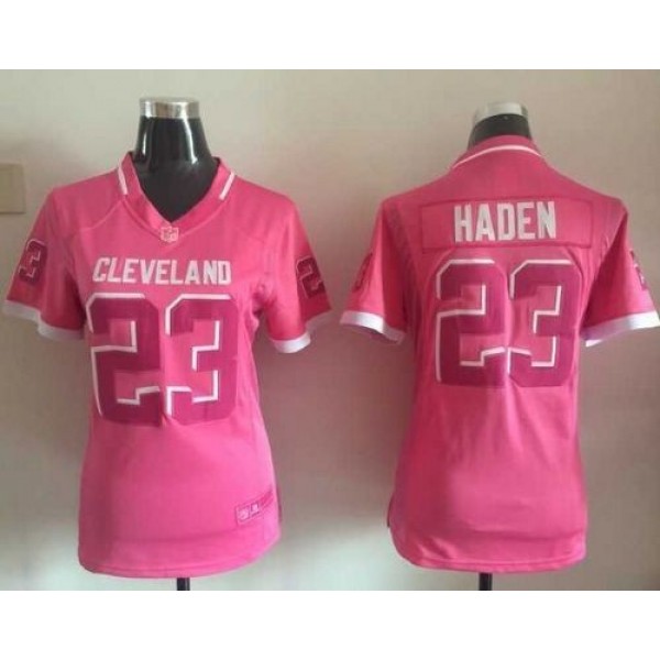 Women's Browns #23 Joe Haden Pink Stitched NFL Elite Bubble Gum Jersey