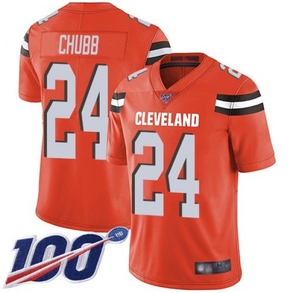 Nike Browns #24 Nick Chubb Orange Alternate Men's Stitched NFL 100th Season Vapor Limited Jersey