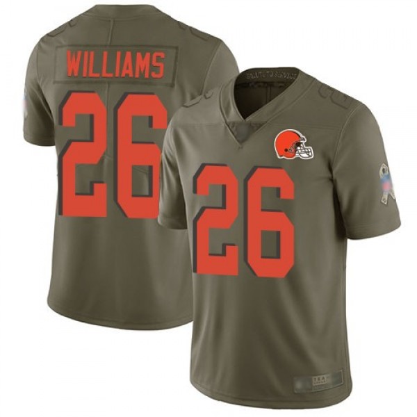 Nike Browns #26 Greedy Williams Olive Men's Stitched NFL Limited 2017 Salute To Service Jersey