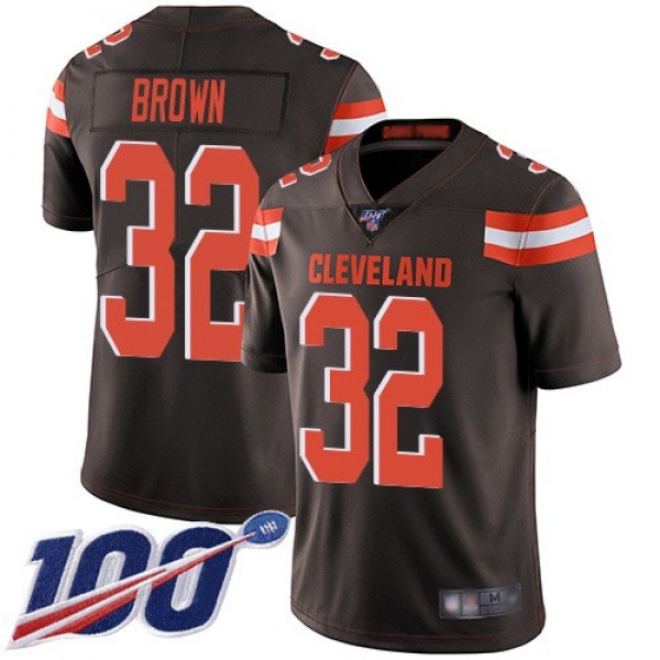 Nike Browns #32 Jim Brown Brown Team Color Men's Stitched NFL 100th Season Vapor Limited Jersey