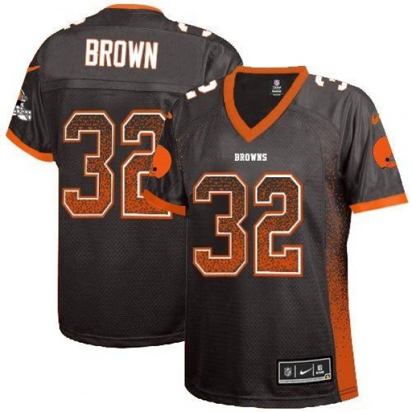 Women's Browns #32 Jim Brown Brown Team Color Stitched NFL Elite Drift Jersey
