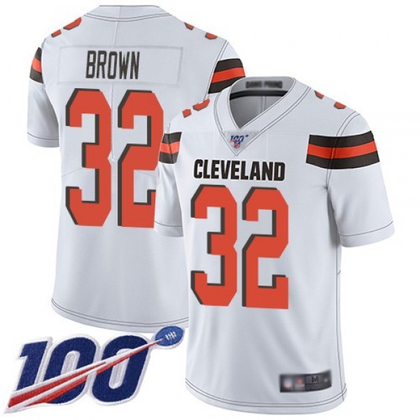 Nike Browns #32 Jim Brown White Men's Stitched NFL 100th Season Vapor Limited Jersey