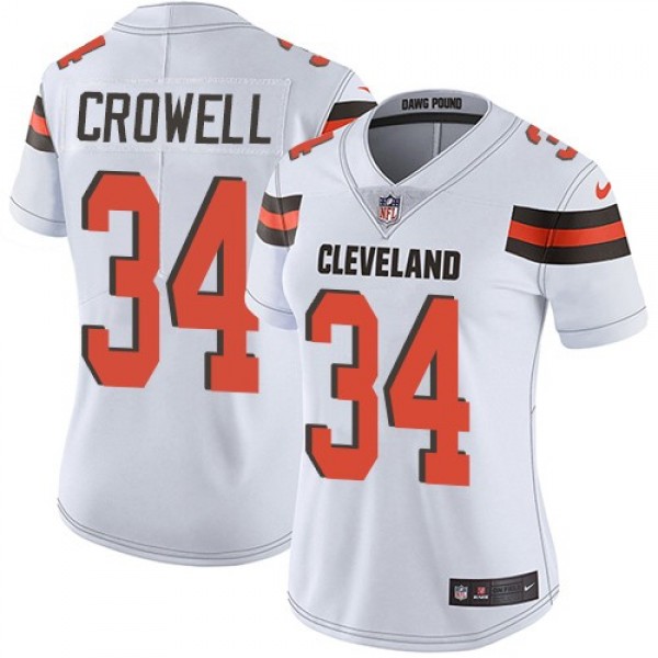 Women's Browns #34 Isaiah Crowell White Stitched NFL Vapor Untouchable Limited Jersey
